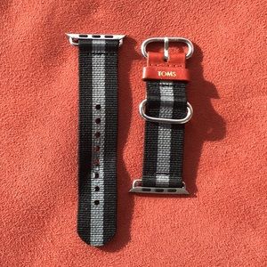Toms Apple Watch Band Nylon Stripe Black and Gray